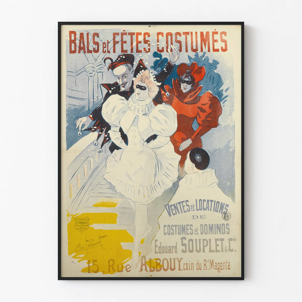 Vintage poster of Balls and Costumed Festivals, wall decoration