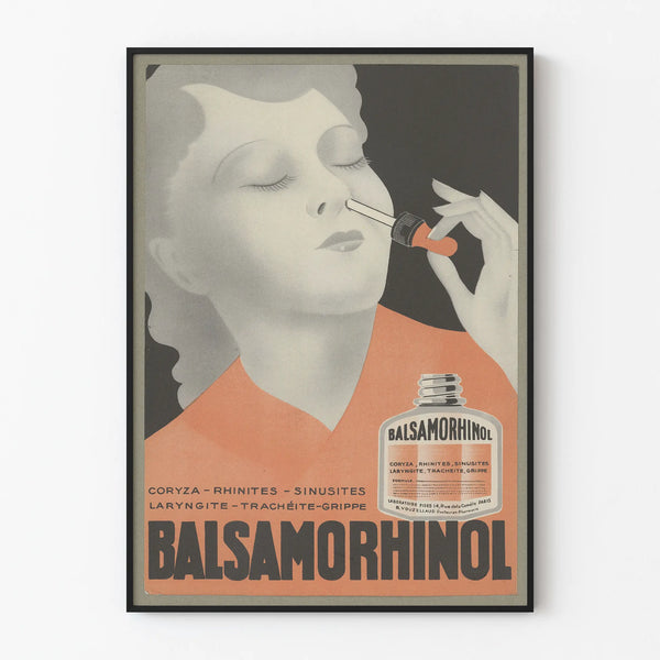 Vintage Balsamorhinol poster for medical wall decoration