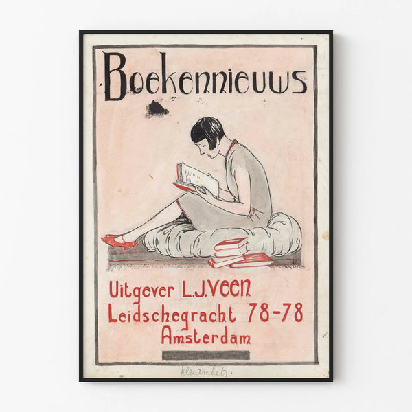 Vintage poster 'Boekennieuws' edition L.J. Veen Amsterdam