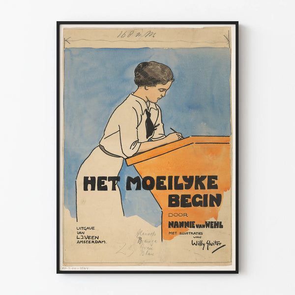 Vintage Poster Het Moeilijke Begin - Artistic Wall Decoration