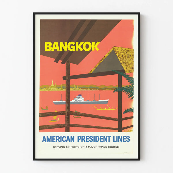 Vintage Bangkok American President Lines Wall Decoration Poster
