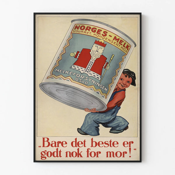 Vintage poster of Norges Melk condensed milk for wall decoration