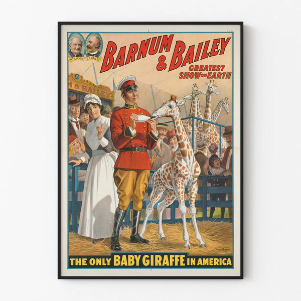 Vintage Barnum & Bailey Poster The Baby Giraffe Unique in America