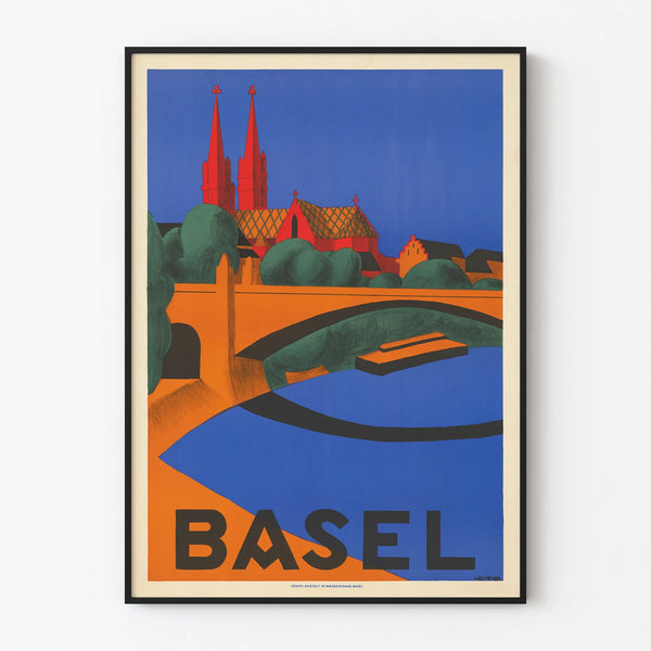 Vintage Basel poster in vibrant colors for wall decoration