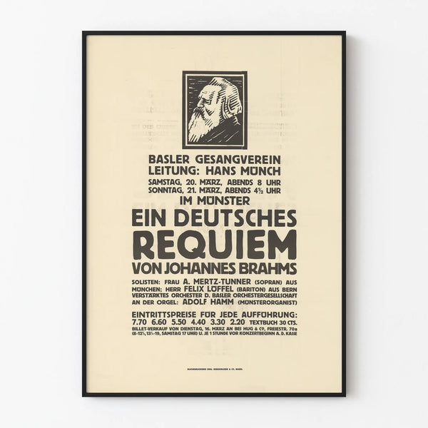 Vintage musical poster of Johannes Brahms's German Requiem