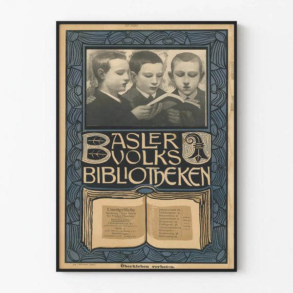 Vintage Poster of Basler Volks Bibliotheken Wall Decoration