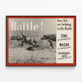 Vintage War Poster: Battle! — framed artwork on a wall