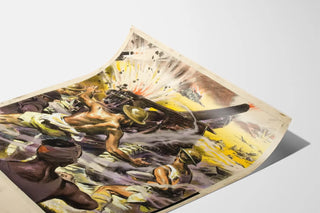 Intense battle scene poster with soldiers in action