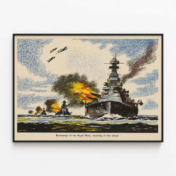 Royal Navy Naval Battles Poster – Decorative Military Marine Poster — framed artwork on a wall