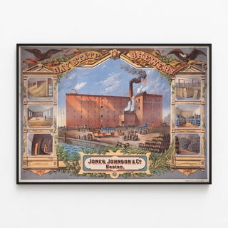 Vintage Poster of Bay State Brewery - Jones, Johnson & Co Boston — framed artwork on a wall