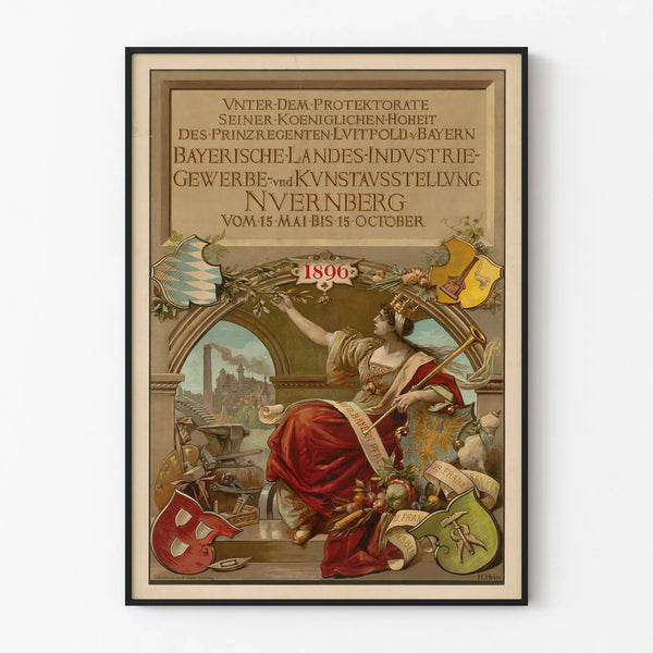Vintage Art Nouveau Poster 1896 - Industrial and Artistic Exhibition of Nuremberg