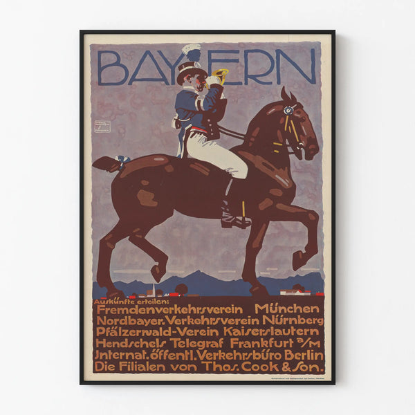 Vintage Bayern Cavalier and Horse Poster