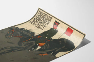Vintage poster of a rider and horse Bayrische München