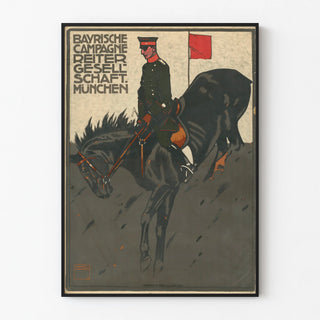 Vintage poster of a rider and horse Bayrische München