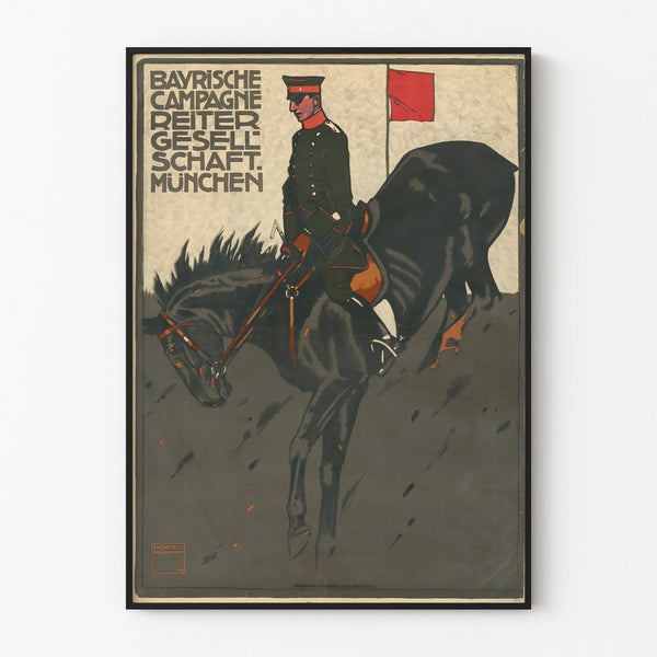 Vintage poster of a rider and horse Bayrische München
