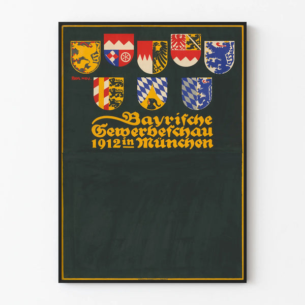 Vintage wall decoration poster of the Bavarian trade fair 1912 Munich