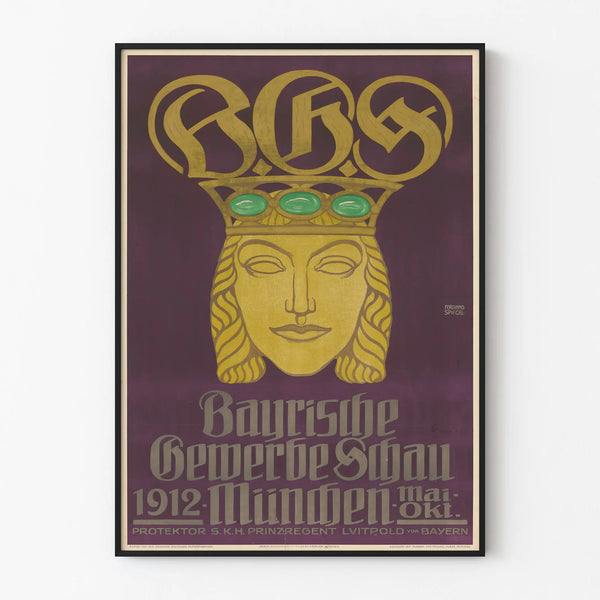Vintage wall decoration poster Bayrische Gewerbeschau 1912 Munich