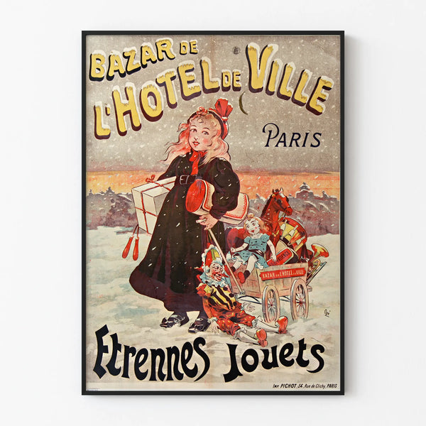 Vintage poster of the City Hall Market in Paris - Retro children's wall decoration