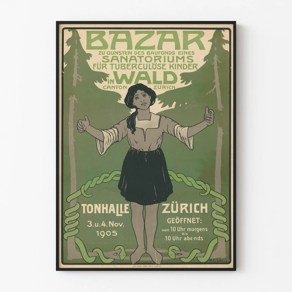 Vintage poster for children's tuberculosis sanatorium, Zurich 1905