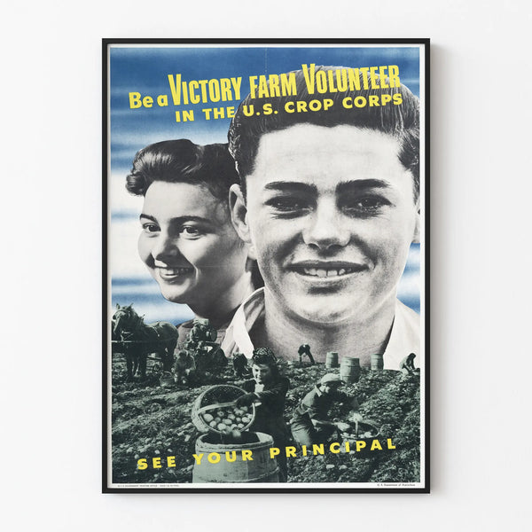 Vintage recruitment poster Victory Farm Volunteer U.S. Crop Corps