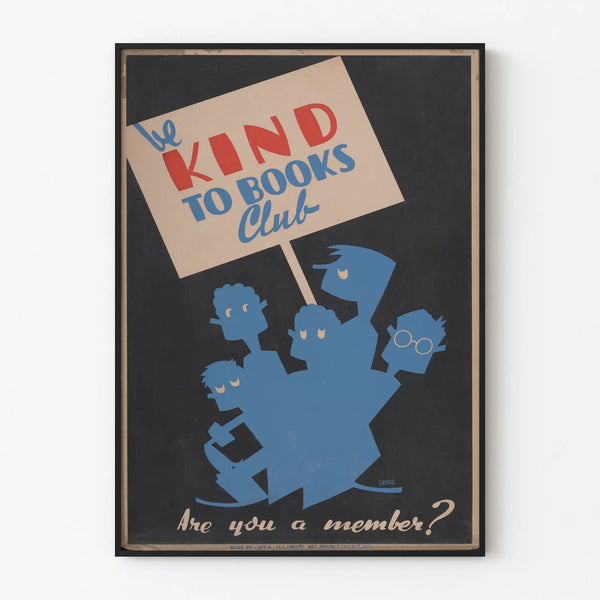 Decorative poster Be Kind to Books Club - Vintage literary poster