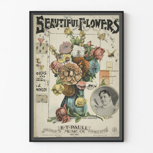 Vintage flower bouquet poster for wall decoration