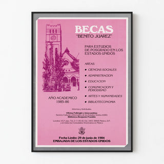 Vintage poster of Benito Juarez stock exchanges for studies in the United States