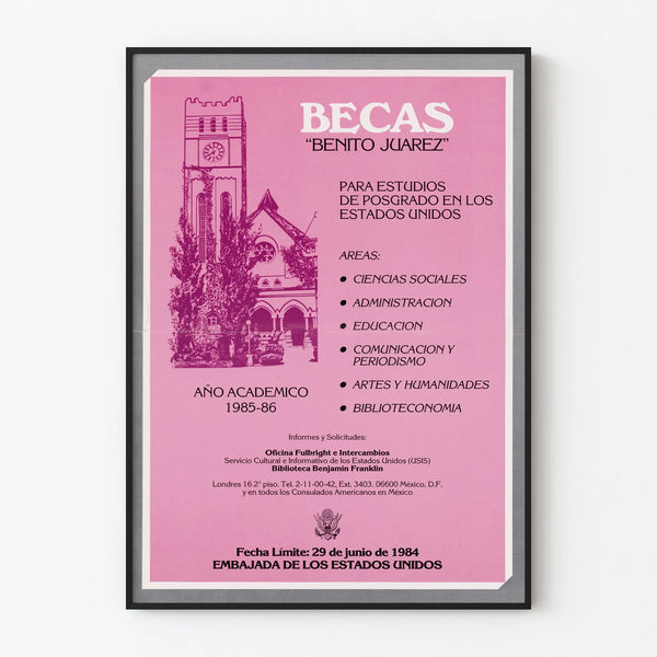 Vintage poster of Benito Juarez stock exchanges for studies in the United States