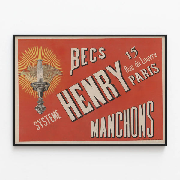 Vintage poster Bec Système Henry Manchons Paris — framed artwork on a wall
