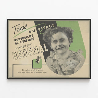 Vintage poster Bédenal - Facial tics and childhood nervousness — framed artwork on a wall