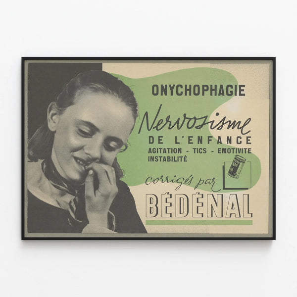 Vintage wall decoration poster Bédénal - Childhood nervousness — framed artwork on a wall