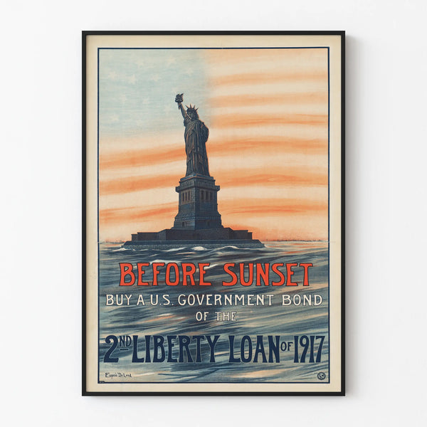 Vintage Poster of the Statue of Liberty Before Sunset