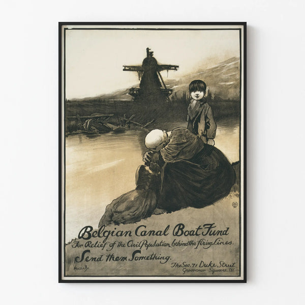 Vintage Belgian Canal Boat Poster - Humanitarian Wall Decoration