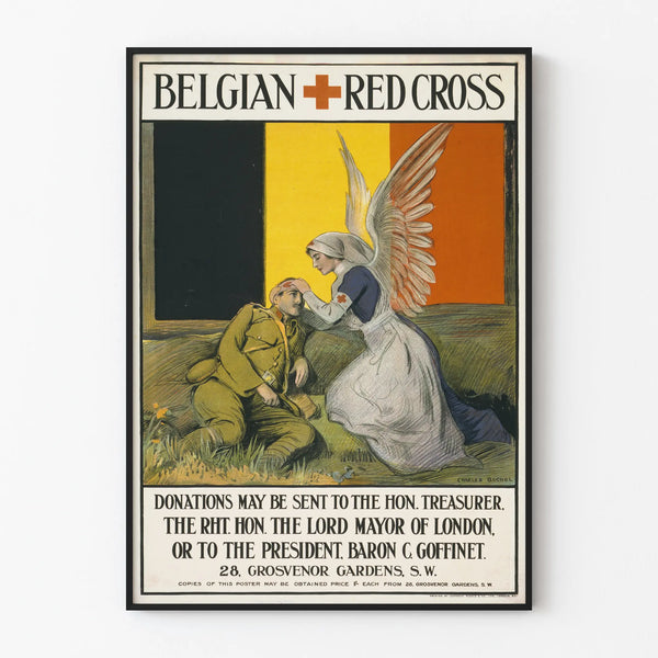 Vintage Belgian Red Cross Poster – Humanitarian Wall Decoration Poster