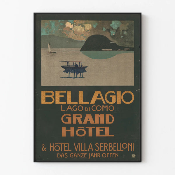 Vintage Bellagio Lake Como Grand Hotel poster wall decoration