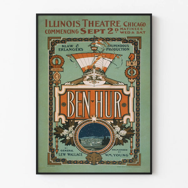 Vintage Poster of Ben-Hur at the Illinois Theatre in Chicago