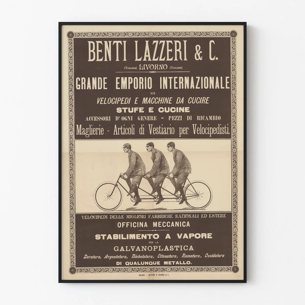 Vintage poster Benti Lazzeri & C. - Advertisement for velocipedes and sewing machines