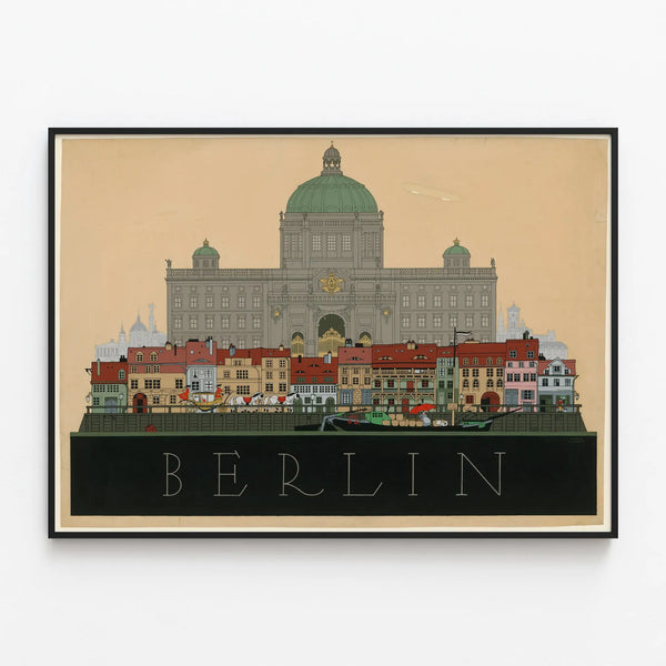 Decorative poster of Berlin architecture vintage — framed artwork on a wall