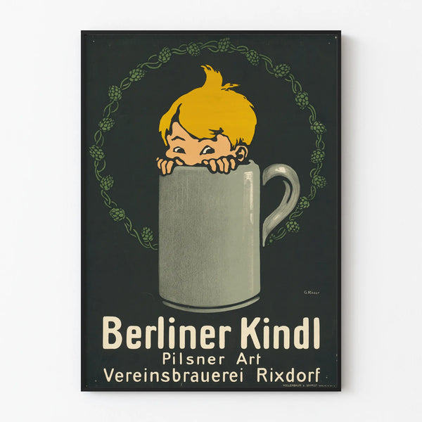 Vintage Berliner Kindl Pilsner Poster for Wall Decoration