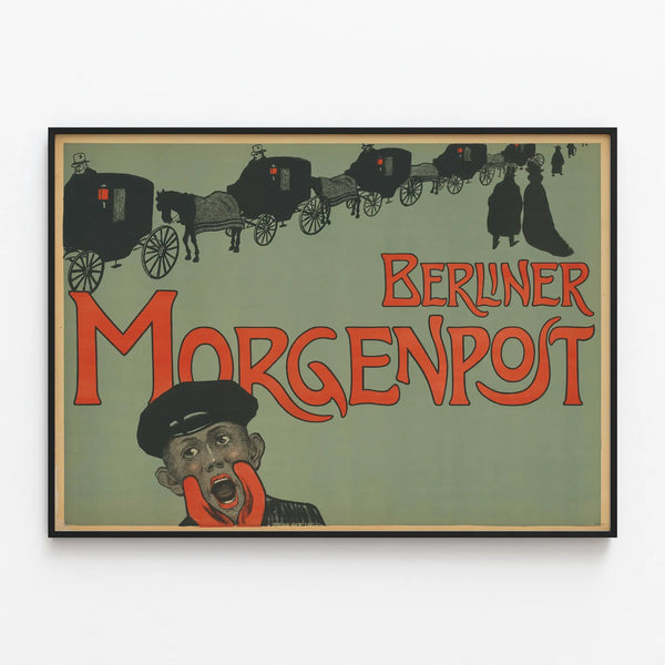 Vintage poster Berliner Morgenpost 1901 retro wall decoration — framed artwork on a wall