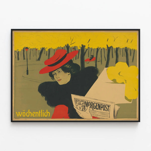 Vintage Berliner Morgenpost Poster - Elegant Retro Wall Decoration — framed artwork on a wall