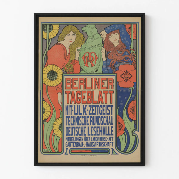 Vintage Berliner Tageblatt Poster Wall Decoration