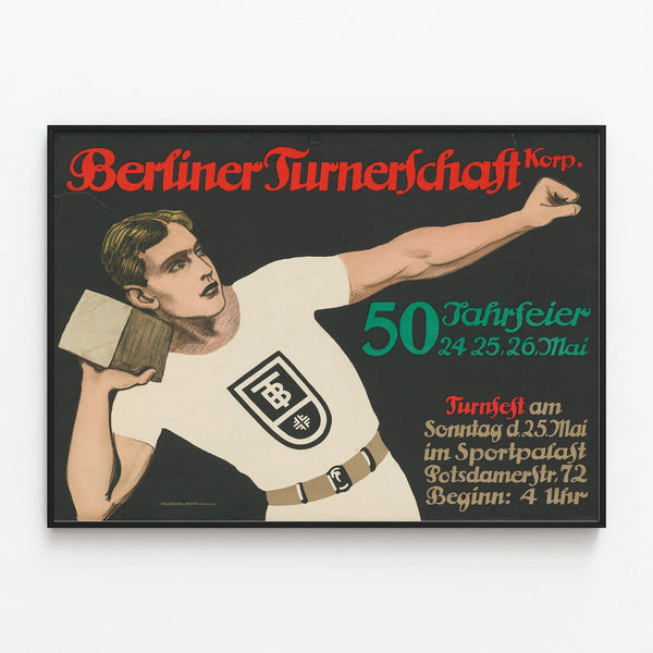 Berliner Turnerschaft Poster 50th Anniversary – Vintage Sports Wall Decoration — framed artwork on a wall