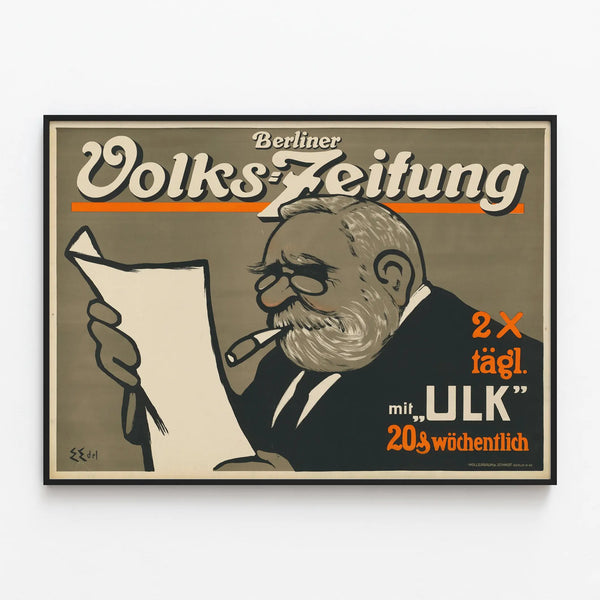 Vintage Berliner Volks-Zeitung Poster - Retro Wall Decoration — framed artwork on a wall