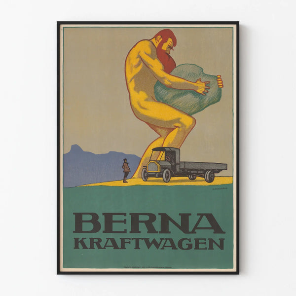 Vintage Berna Kraftwagen Poster - Industrial Wall Decoration