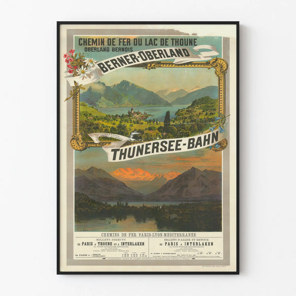 Vintage poster of Berner-Oberland train - Wall decoration of Lake Thun