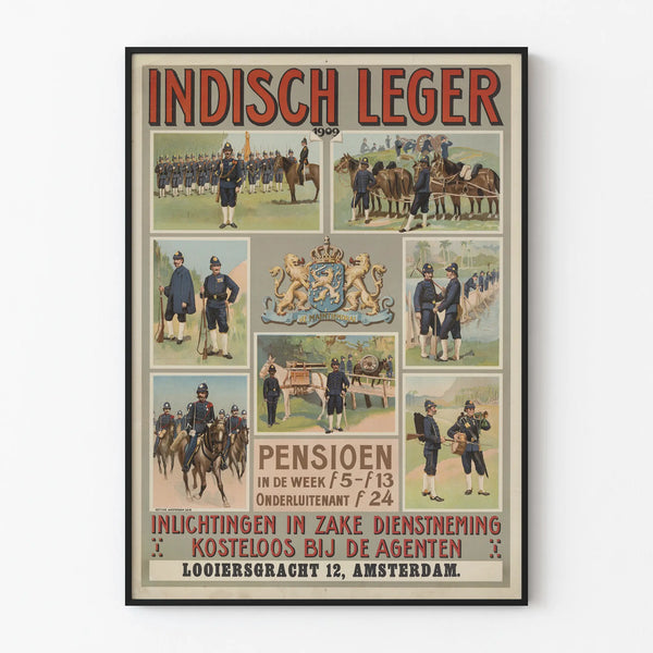 Vintage recruitment poster of the Indisch Leger military in 1909