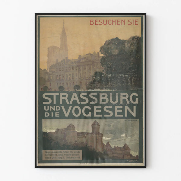 Vintage poster of Strasbourg and the Vosges, retro wall decoration