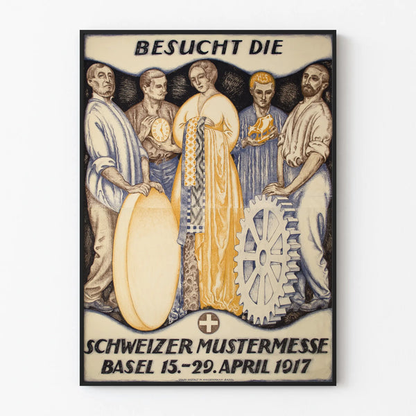 Vintage Swiss Poster Mustermesse 1917 - Industrial Wall Decoration