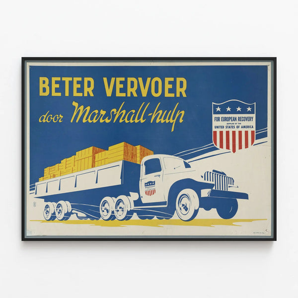 Vintage poster Better Transport by Marshall — framed artwork on a wall
